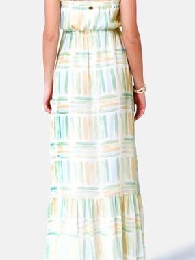 QUIKSILVER Pastel Brushstroke strapless Maxi Dress - Mint & Peach